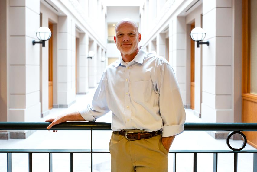 Portrait of Brady Mayo in the Texas State Capitol ahead of testifying on the House Finance Bill on March 12, 2019.