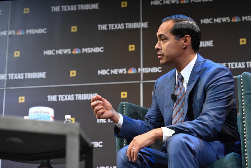 Katy Tur interviews presidential candidate Julián Castro at The Texas Tribune Festival on Saturday, Sept. 28, 2019.