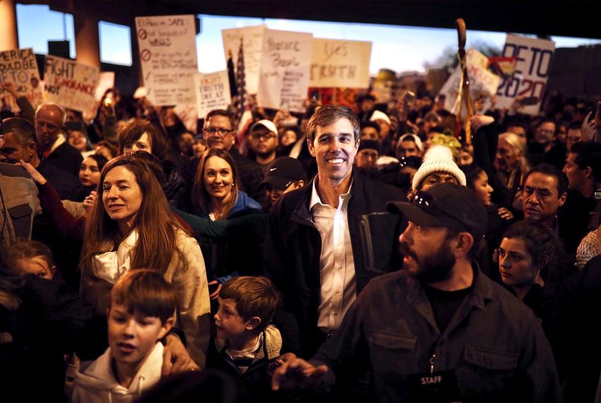 Potential presidential candidate Beto O'Rourke joined a march Monday in response to President Donald Trump's rally in El Paso.
