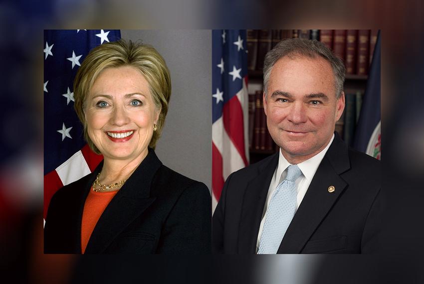 2016 Democratic nominees for president and vice president Hillary Clinton and Tim Kaine.