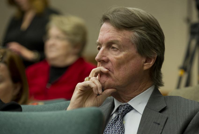 UT-Austin President Bill Powers is shown at a hearing of the House Select Committee on Transparency in State Agency Operations on Dec. 18, 2013.