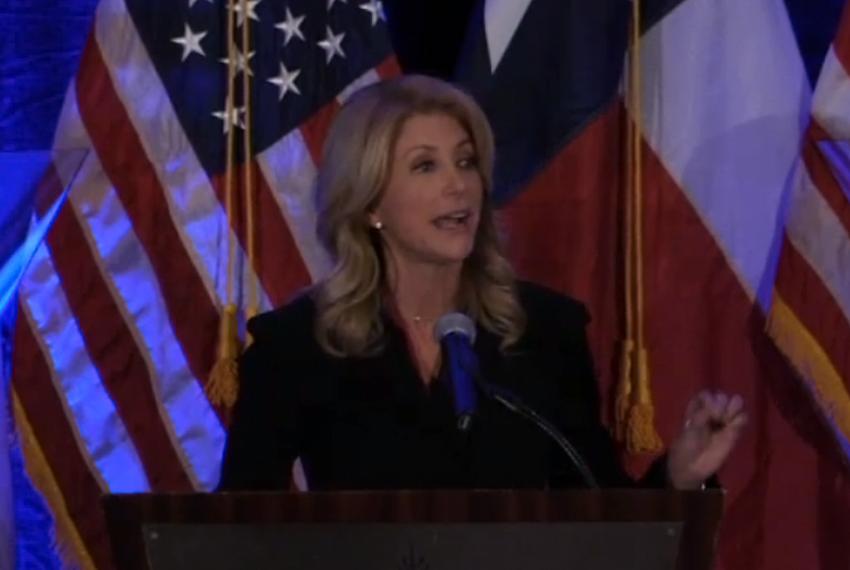 State Sen. Wendy Davis, D-Fort Worth, a Democratic candidate for Governor, speaking at the Travis County Democratic Fundraiser on Jan. 28, 2014.