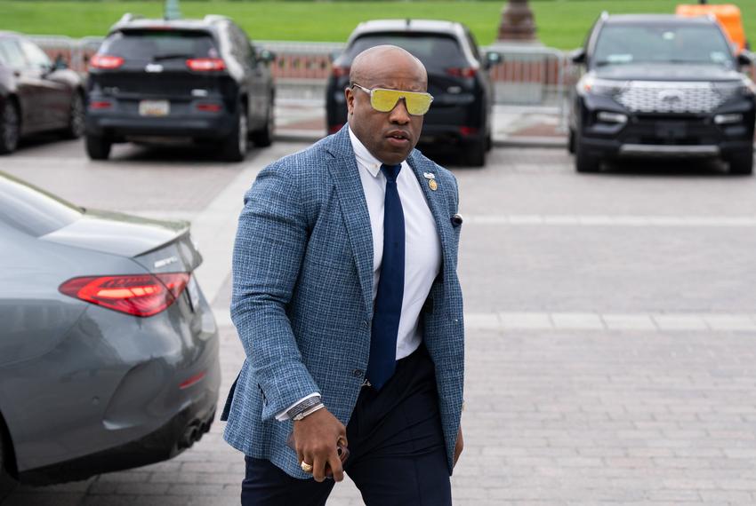 UNITED STATES - APRIL 10: Rep. Wesley Hunt, R-Texas, walks up the House steps for the vote on the budget resolution in the U.S. Capitol on Thursday, April 10, 2025. (Bill Clark/CQ Roll Call/Sipa USA)