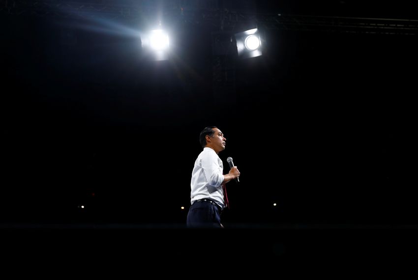 Presidential candidate Julián Castro speaks at the Liberty and Justice Celebration, a Democratic Party fundraising dinner, in Des Moines, Iowa, on Nov. 1, 2019.