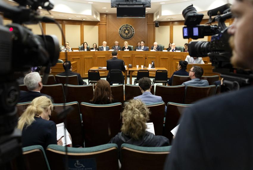 Texas Secretary of State David Whitley at a state Senate Committee on Nominations hearing on Feb. 7, 2019. Whitley was appointed to the job by Gov. Greg Abbott, but Whitley must first clear the committee, then win a two-thirds vote in the full Texas Senate.