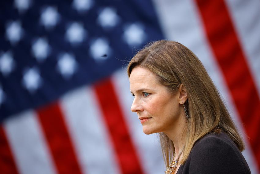 U.S. Court of Appeals for the Seventh Circuit Judge Amy Coney Barrett looks on as President Donald Trump announces her as his nominee to fill the Supreme Court seat left vacant by the death of Justice Ruth Bader Ginsburg, at the White House in Washington, D.C. on Sept. 26, 2020.