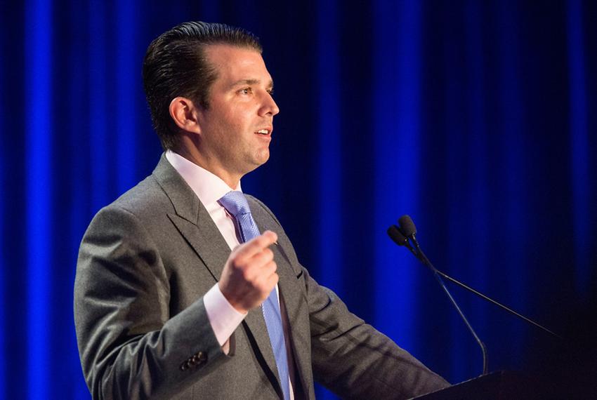 Donald Trump, Jr. speaks at the Dallas Republican Party Reagan Day Dinner on March 11, 2017.