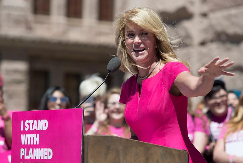 Former state Senator and gubernatorial candidate Wendy Davis speaks to Planned Parenthood supporters at the Capitol in Austin on April 5, 2017.