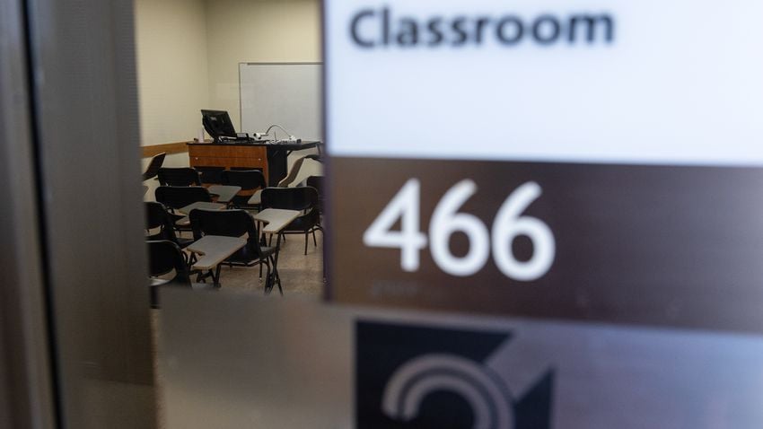 Room 466 inside the College of Liberal Arts and Social Sciences at Texas A&M University, Thursday, Sept. 18, 2025, in College Station. (Antranik Tavitian for The Texas Tribune)