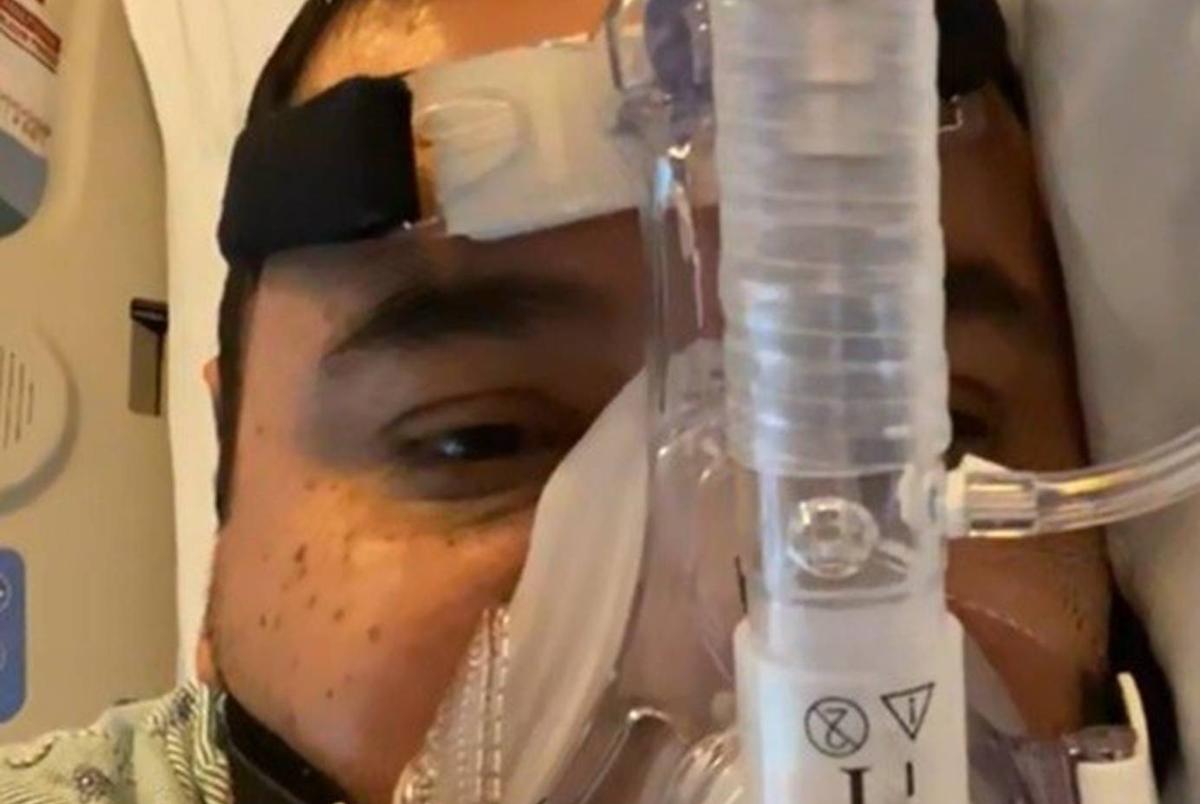Submitted photographs of Mauricio Marin during his stay in recovery for Covid treatment in Houston, TX, provided by the family.