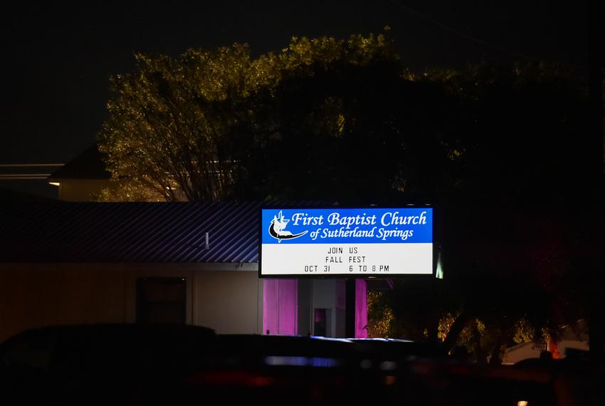 The Sutherland Springs (Tx.) First Baptist Church was the scene Sunday of a mass shooting by a lone assailant. There were 26 church members killed during services Sunday.