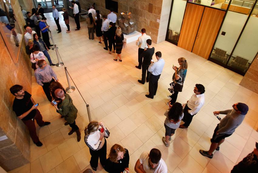 Voters inside Austin City Hall on Nov. 4, 2014.