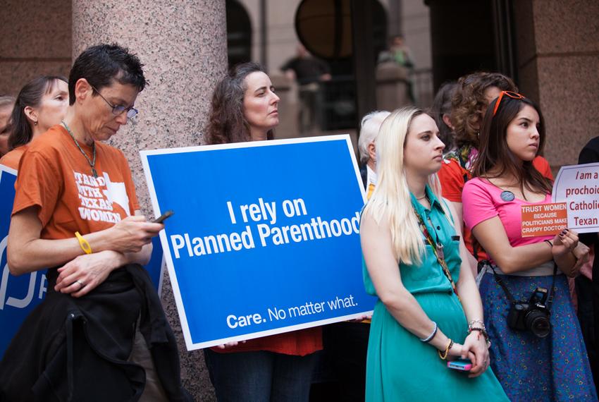 Abortion rights advocates gathered at the Texas Capitol in February to protest strict abortion regulations lawmakers approved in 2013 and the lingering effects of 2011 cuts to family planning services.