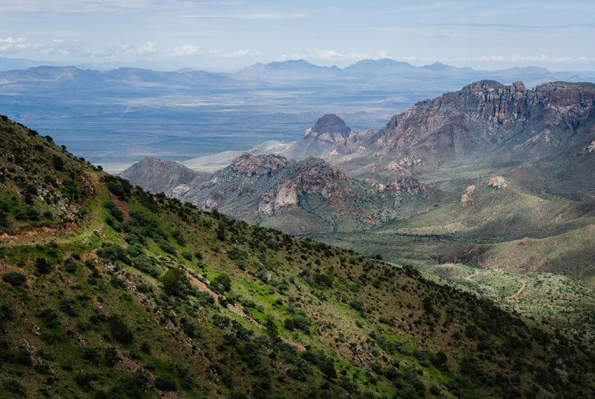 A trail frequented through the harsh terrain by people that are attempting to avoid detection by the United States Border Patrol. An uptick of break-ins, intentionally set fires, and rescues are depleting limited resources in Hudspeth County, Texas. August 11, 2021.