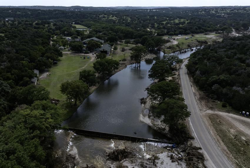 An aerial view of Camp Mystic along the Guadalupe River on July 22, 2025.
