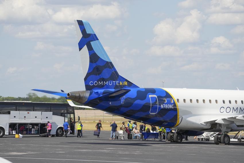 A private plane headed to Chicago sits on the tarmac after loading luggage at Signature Aviation in Austin with Texas Democratic legislators headed to Illinios on a quorum break on August 3, 2025.