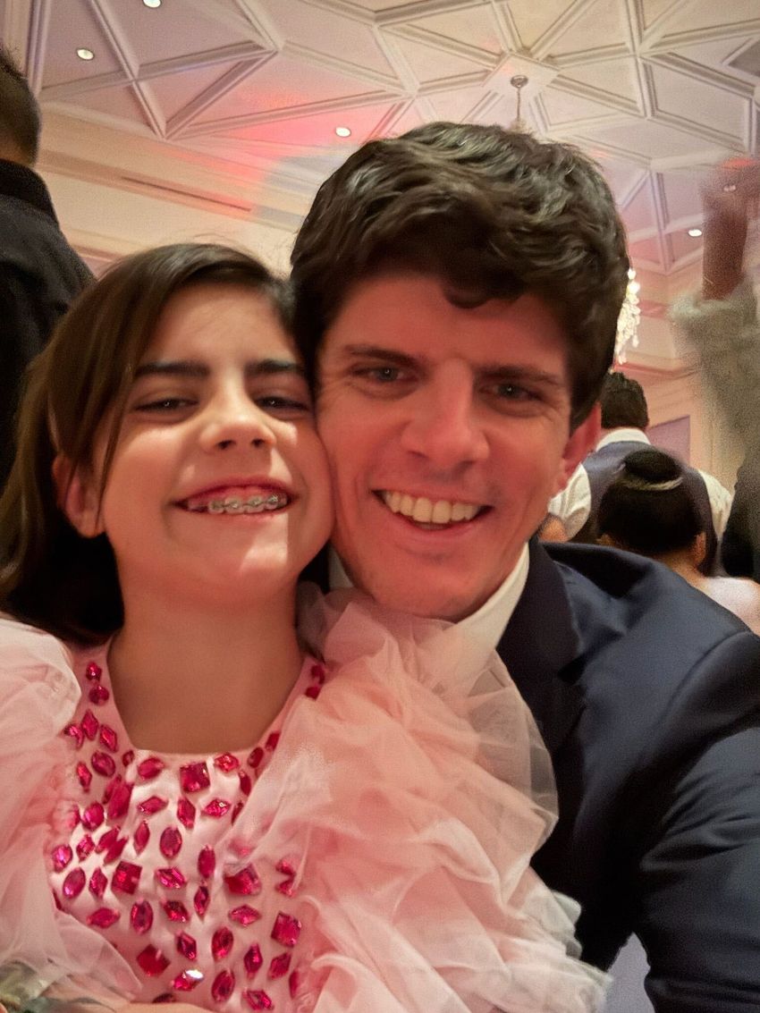 Lila, left, and her father Blake Bonner at a Bradfield Elementary School father-daughter dance in January.