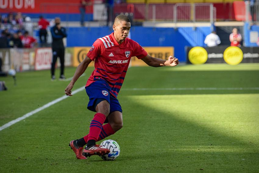 FC Dallas defender Reggie Cannon during the game between FC Dallas and the Montreal Impact at Toyota Stadium in Frisco on March 7, 2020.