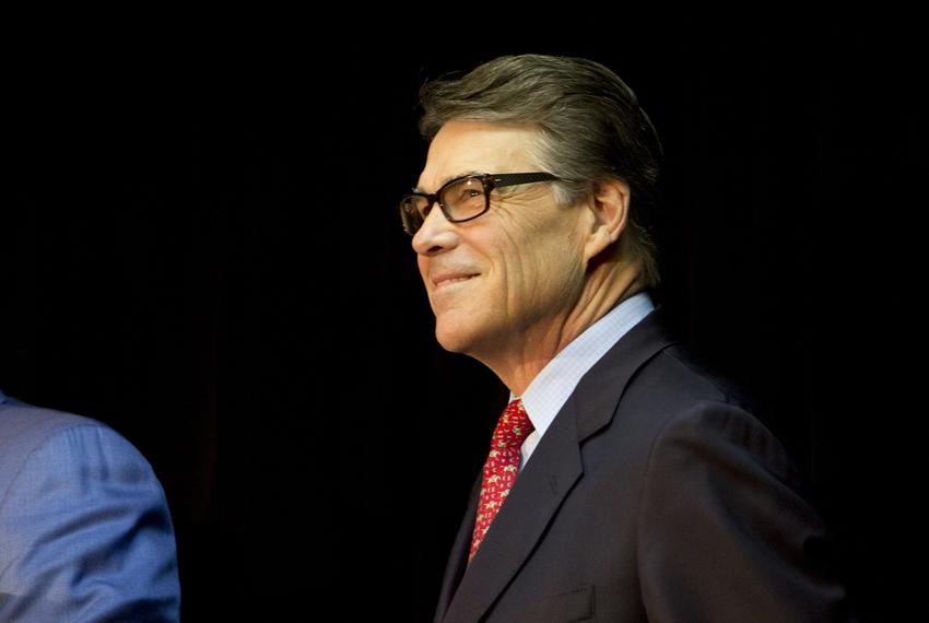 Former Gov. Rick Perry during a press conference with his legal team on Jan. 28, 2015.