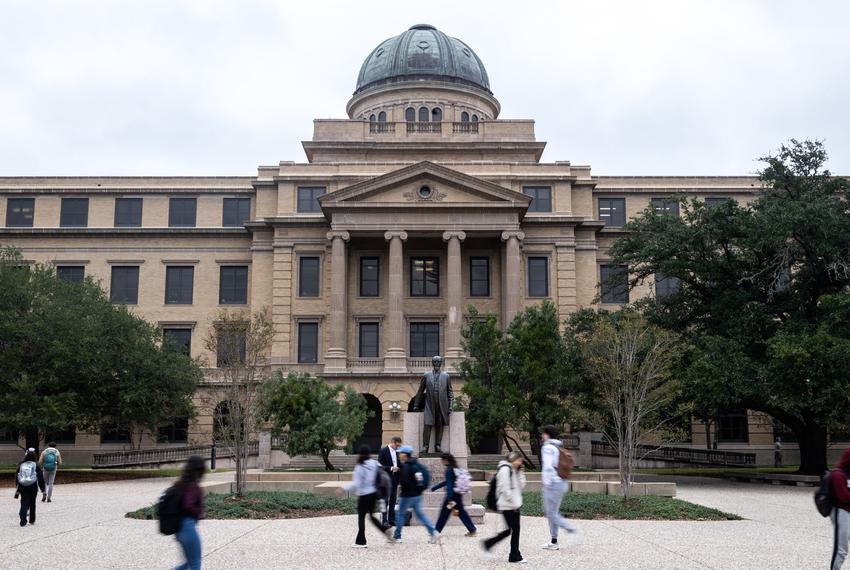 Students walk to class on the Texas A&M University campus in College Station on Nov. 15, 2022.