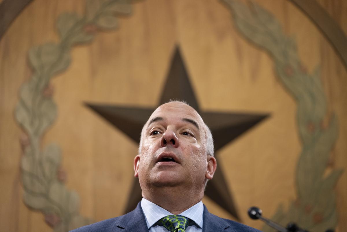 State Rep. Chris Turner, D-Grand Prairie, Chairman of the House Democratic Caucus, speaks at a press conference on opening day of the 87th legislative special session at the Texas Capitol on July 8, 2021.