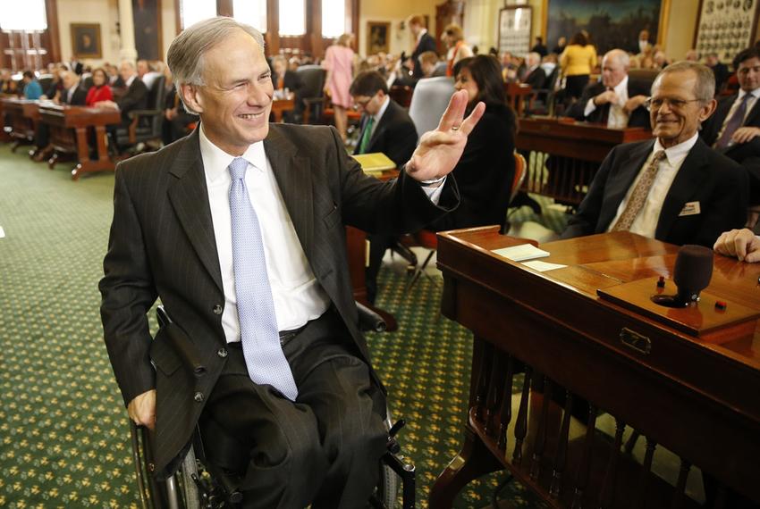 Greg Abbott is shown visiting the Senate chamber on Jan. 13, 2015.