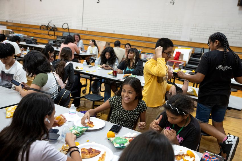 AUSTIN, TEXAS - July 24, 2025: Austin Voices for Education and Youth hosts a summer camp at the Dobie Middle School for students that attend the three Austin ISD schools at risk of closure. Ilana Panich-Linsman for The Texas Tribune