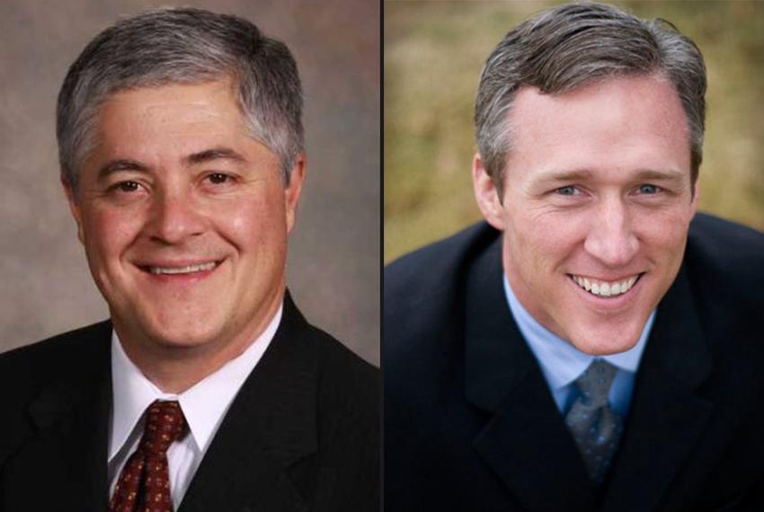 State Rep. John Frullo (left) of Lubbock faces former State Rep. Jim Landtroop (right) in the Republican primary.