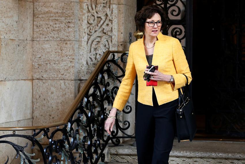 Former Texas State Comptroller Susan Combs departs after meeting with U.S. President-elect Donald Trump at the Mar-a-lago Club in Palm Beach, Florida, on Dec. 30, 2016.