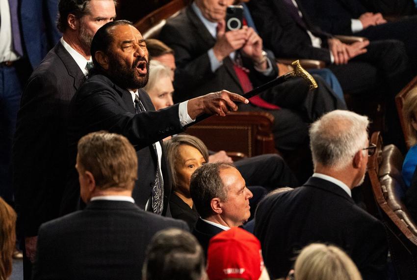 U.S. Rep. Al Green, D-Houston, is removed from the House chamber for disrupting Pres. Donald Trump as he addresses a joint session of Congress at the U.S. Capitol in Washington on Tuesday, March 4, 2025.