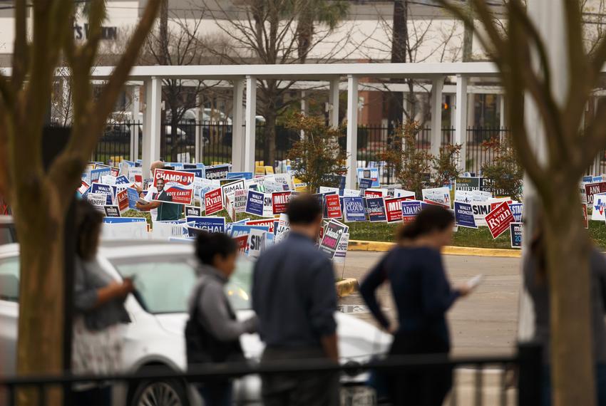 Super Tuesday voting lines at the Metropolitan Multi-Service Center near downtown Houston on March 3, 2020.