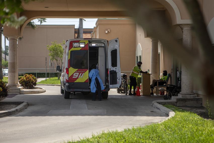 The exterior of the ambulance drop-off at DHR Health in Edinburg. July 1, 2020.