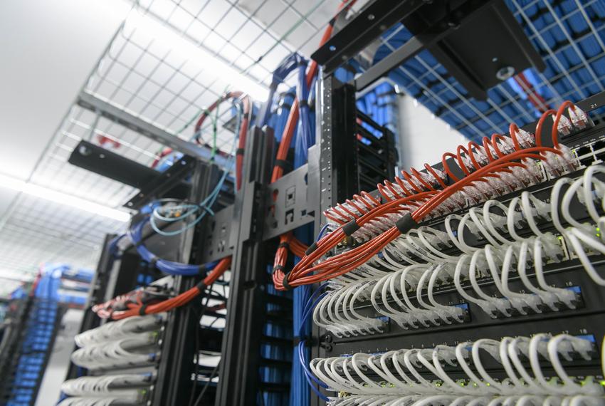 A closet with Intermediary Distribution Frames at the Helios crypto facility near Afton on Sept. 15, 2022.