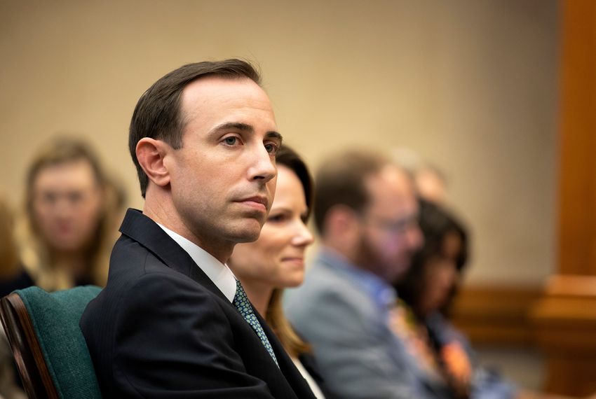 Texas Secretary of State David Whitley at a state Senate Committee on Nominations hearing on Feb. 7, 2019. Whitley was appointed to the job by Gov. Greg Abbott, but Whitley must first clear the committee, then win a two-thirds vote in the full Texas Senate.