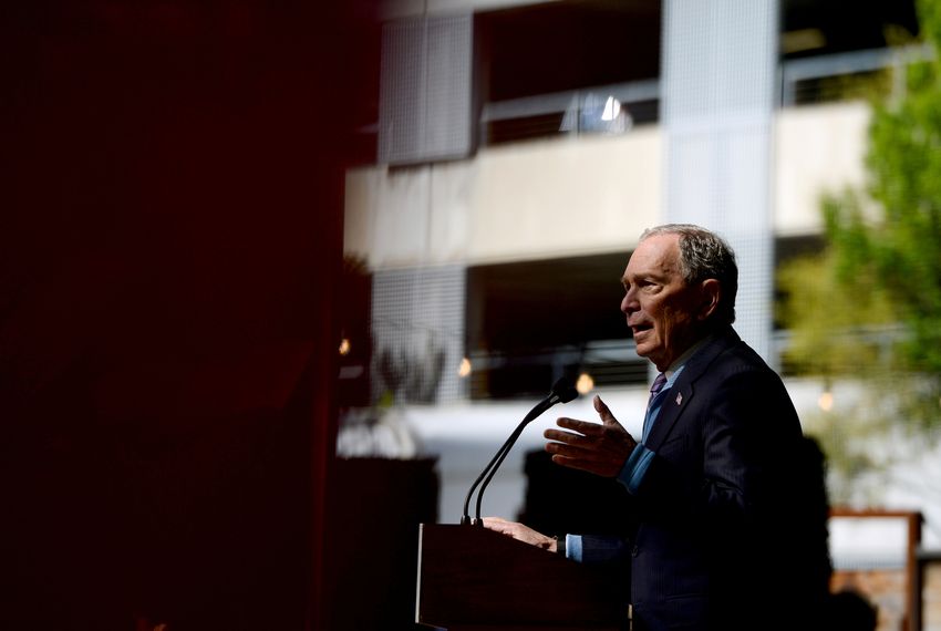 Democratic presidential candidate Michael Bloomberg spoke at a campaign rally Thursday in Houston.