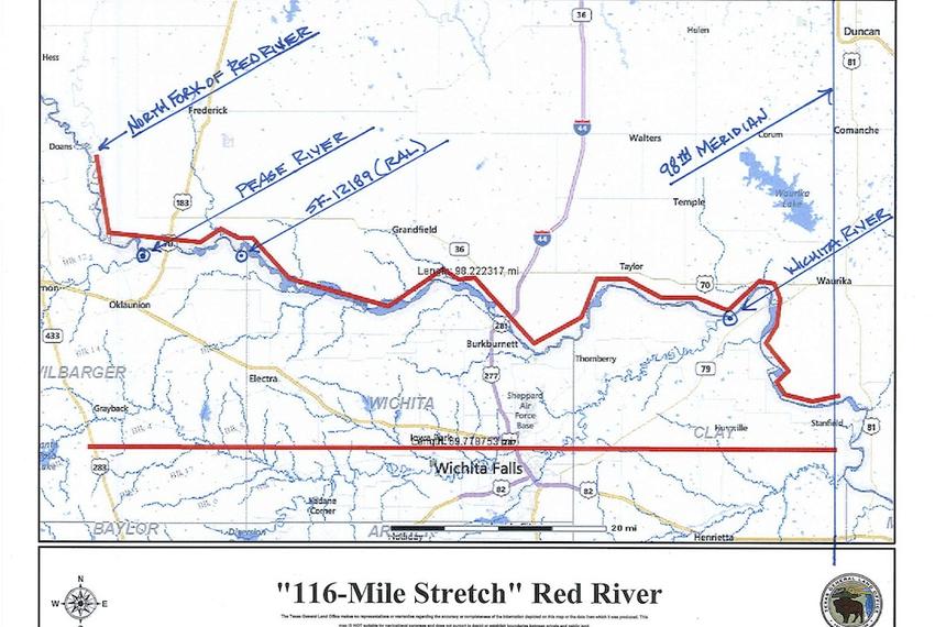 Map of disputed 116-mile stretch of the Red River.