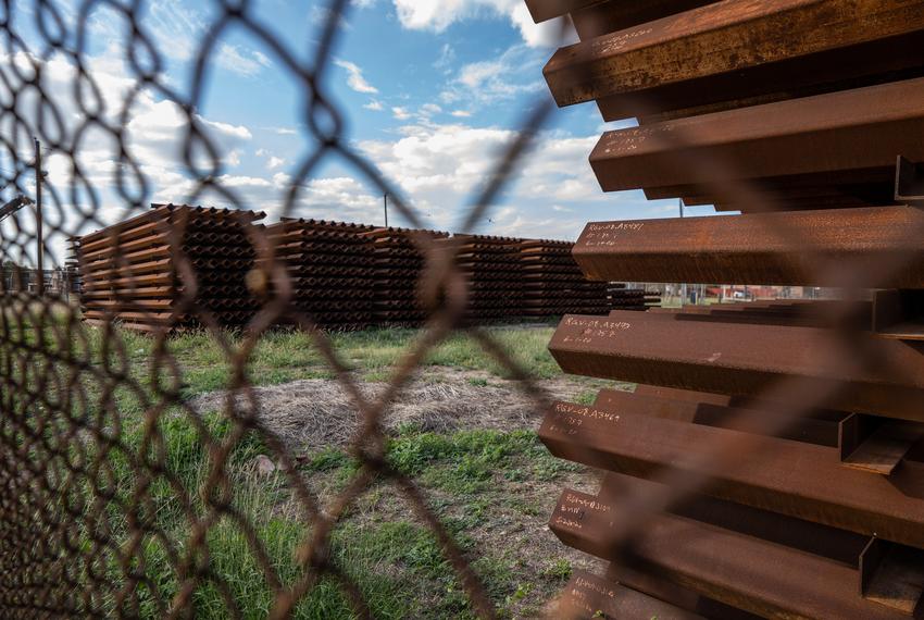 A storage lot for border wall fencing on Oct. 16, 2021 in Pharr. The Biden administration canceled all border wall contracts prompting a lawsuit from Ken Paxton.