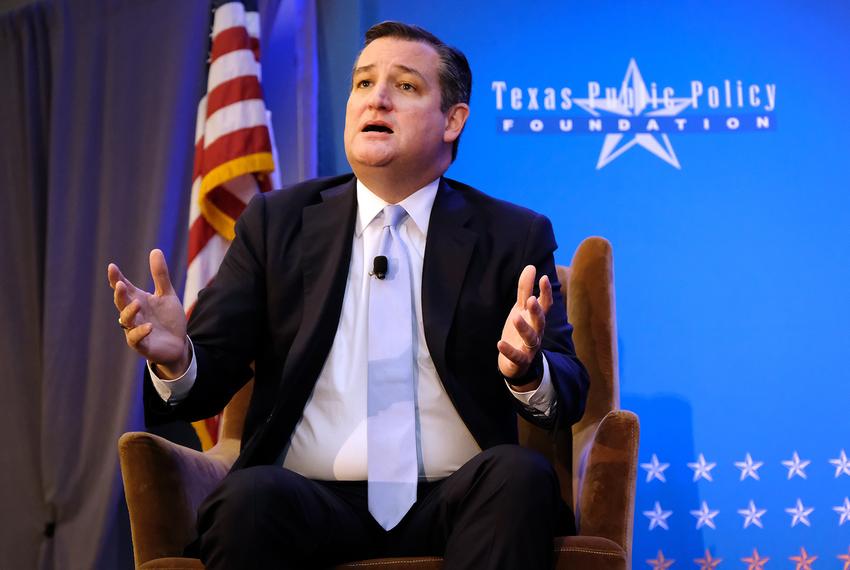 U.S. Sen. Ted Cruz talks with Sen. John Cornyn and Brooke Rollins, president and CEO of the Texas Public Policy Foundation, during a TPPF Orientation conference on Jan. 13, 2017 at the Sheraton Hotel in Austin.