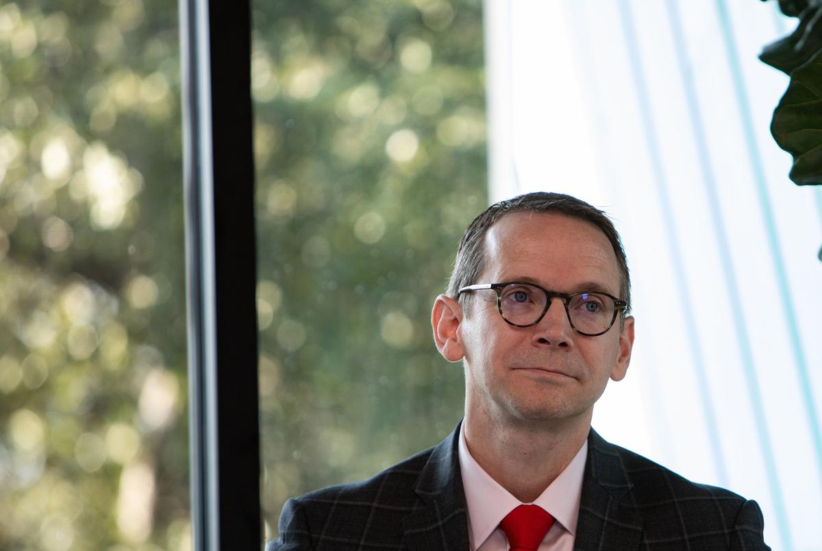 Texas Education Agency Commissioner Mike Morath participates in a roundtable at the Alpha School campus in Austin on Sept. 9, 2025.