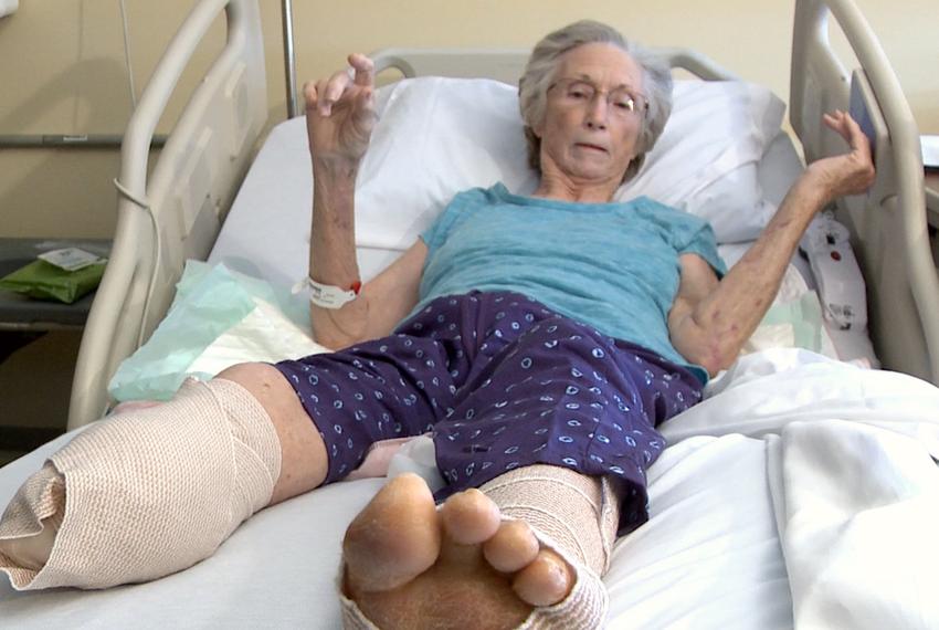 Jane Hays, 73, spent most of her career handling insurance claims and personnel issues. Now she's on the other side — fighting what she sees as a wrongful denial of her work injury claim. Hays had her lower right leg amputated on her way home from a work meeting.