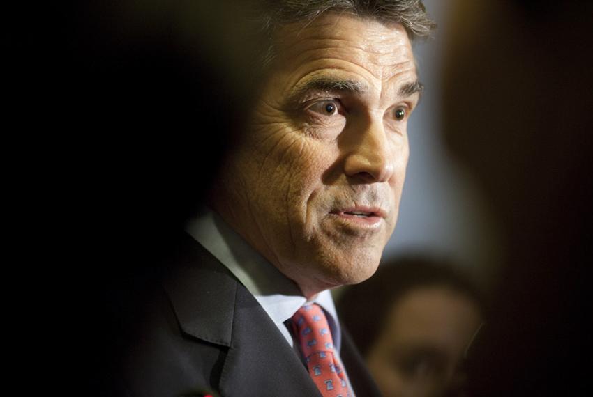 Gov. Rick Perry outside the House chamber on May 28, 2011.