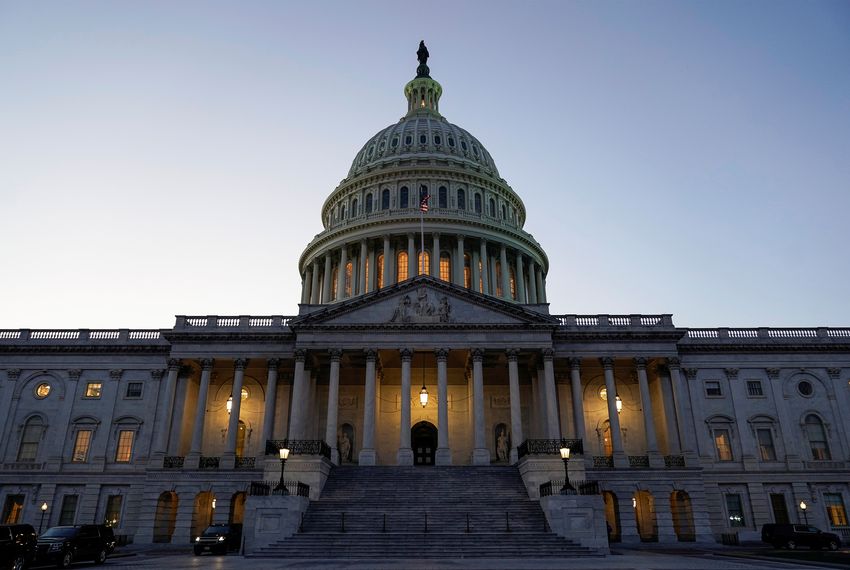 Lights shine from the U.S. Capitol prior to a vote in the U.S. House of Representatives on two articles of impeachment against President Donald Trump in Washington, D.C. on Dec. 18, 2019.