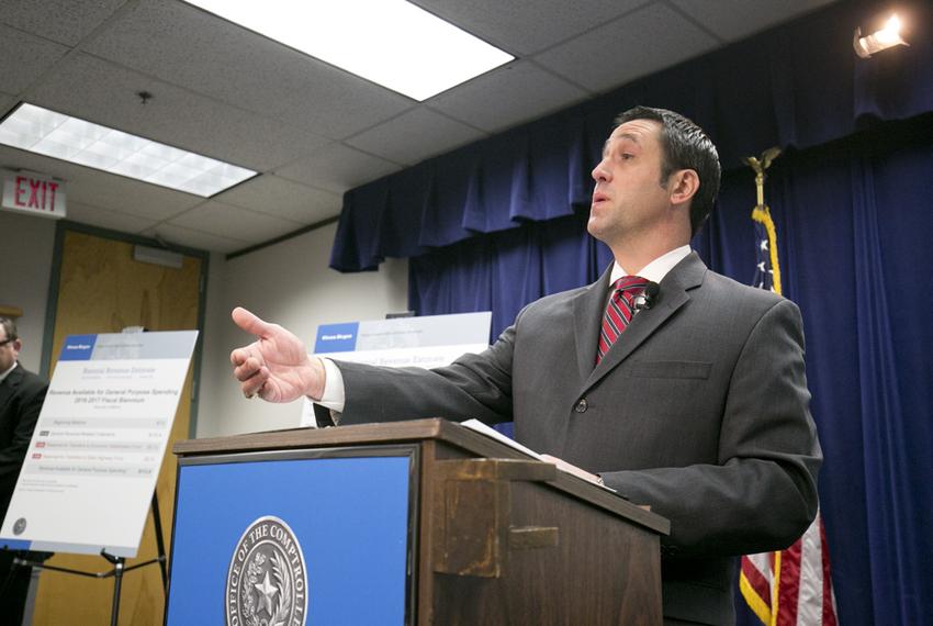 Comptroller Glenn Hegar announced the state's biennial revenue estimate on Jan. 12, 2015.