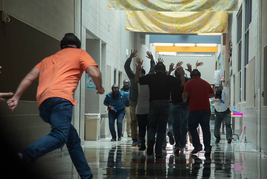 Educators take part in active shooter training in Pflugerville on August 10, 2018.