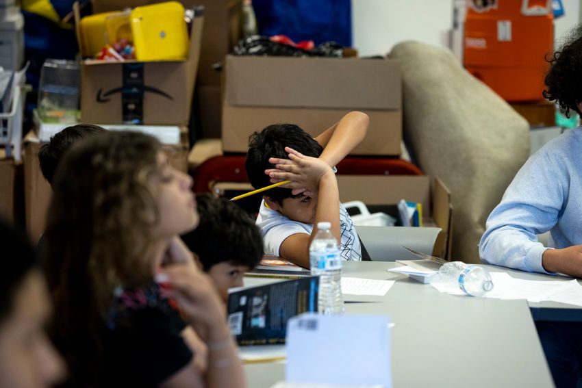 AUSTIN, TEXAS - July 23, 2025: Austin Voices for Education and Youth, hosts a summer camp at the Dobie Middle School for students that attend the three Austin ISD schools at risk of closure. Ilana Panich-Linsman for The Texas Tribune