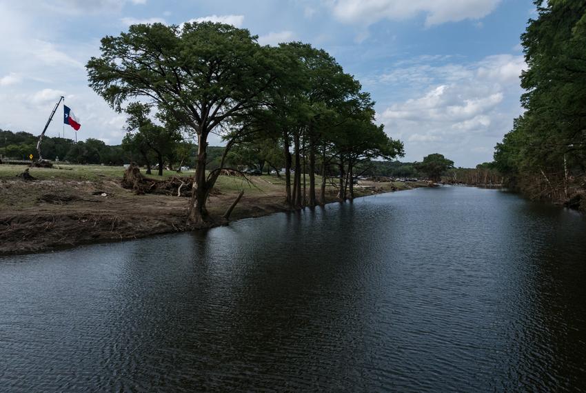 A drone view along the Guadalupe River on Tuesday, July 22, 2025, in Hunt.