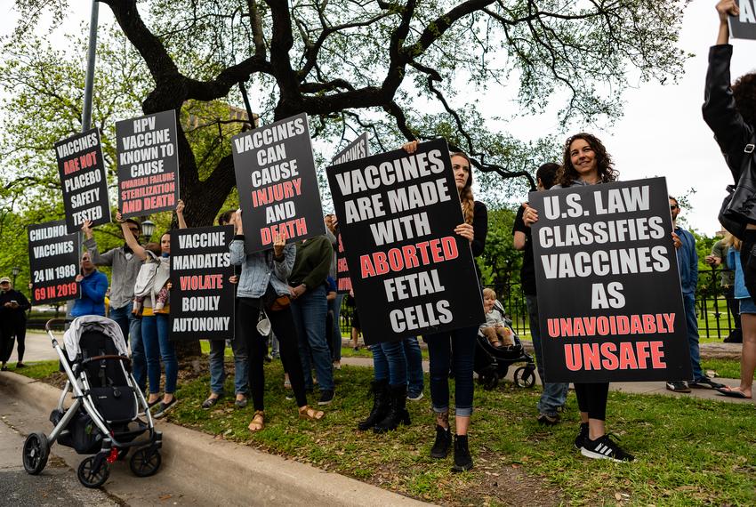 Anti-vaccination protestors at the Capitol in Austin on April 18, 2020.