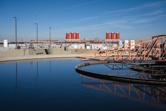 The secondary clarifier at the Bustamante Waste Water Treatment Plant expansion in El Paso on March 5, 2025.
