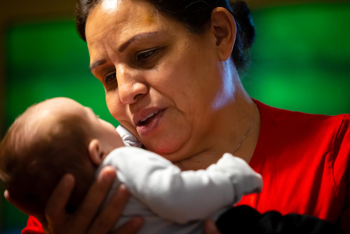 Diana Garcia smiles at her grandson in her daughter’s home in Kingwood on Monday, Feb. 7, 2022.