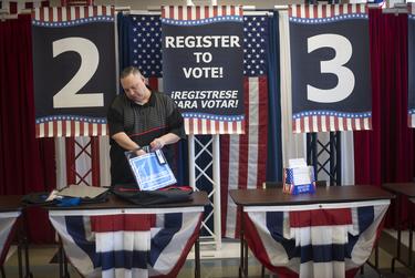 Todd Stallings looks through curbside voting information October 3, 2022 at the elections office in Nacogdoches on Oct. 3, 2022.